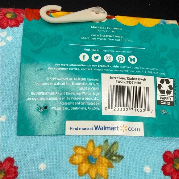 The Pioneer Woman Sweet Rose Kitchen Towels - Red, Yellow, Blue Floral - Picture 8 of 9